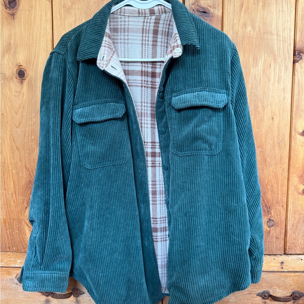 Teal Corduroy Maternity Jacket